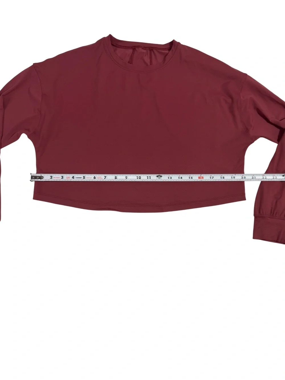 Lululemon Women Cropped Long Sleeve Athletic Top Burgundy Workout Yoga Gym SizeS